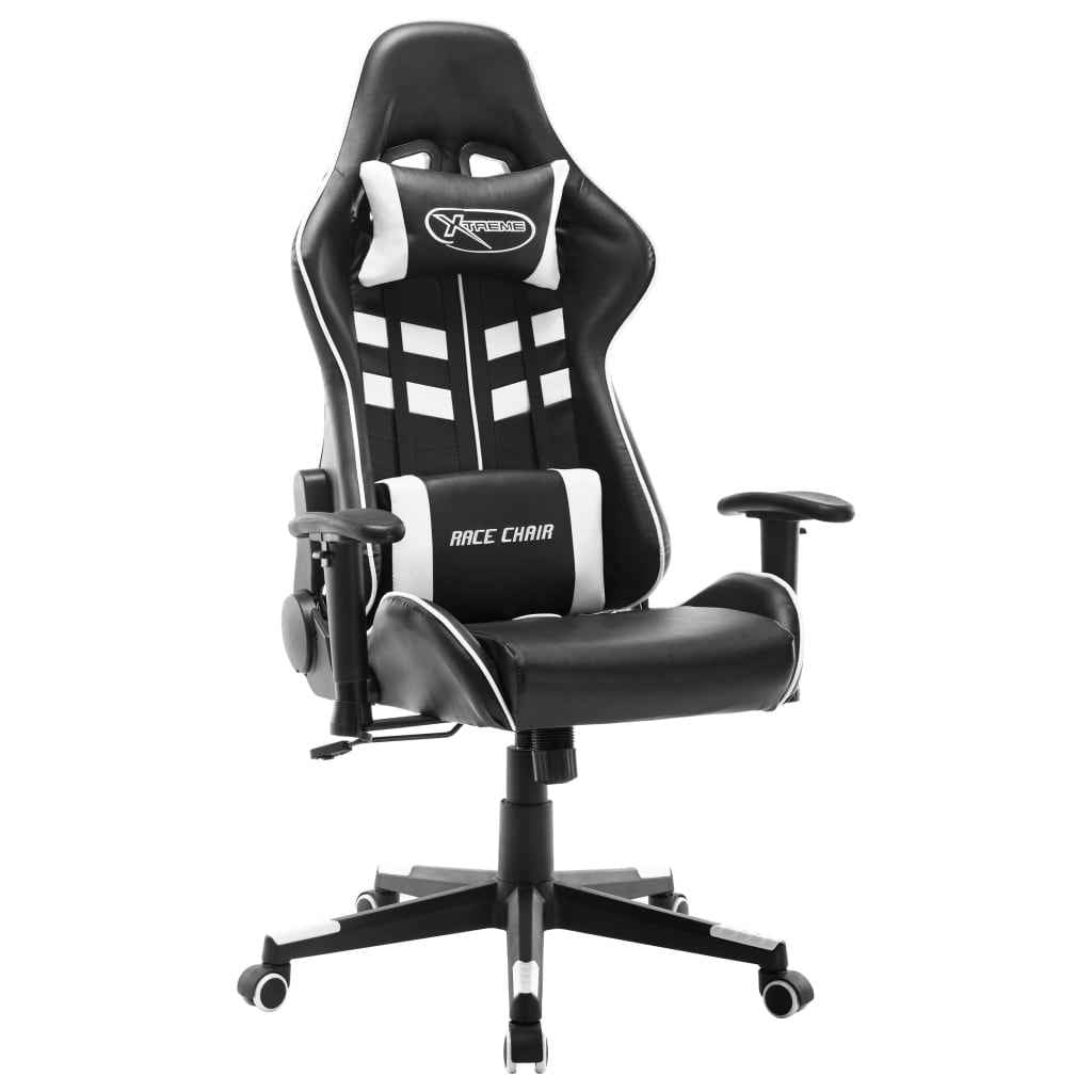 vidaXL Cadeira de gaming couro artificial preto e azul
